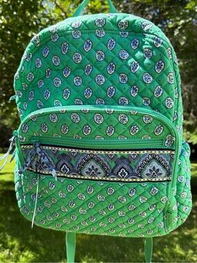 Vera Bradley Campus Backpack Garden Green Leaf NWT